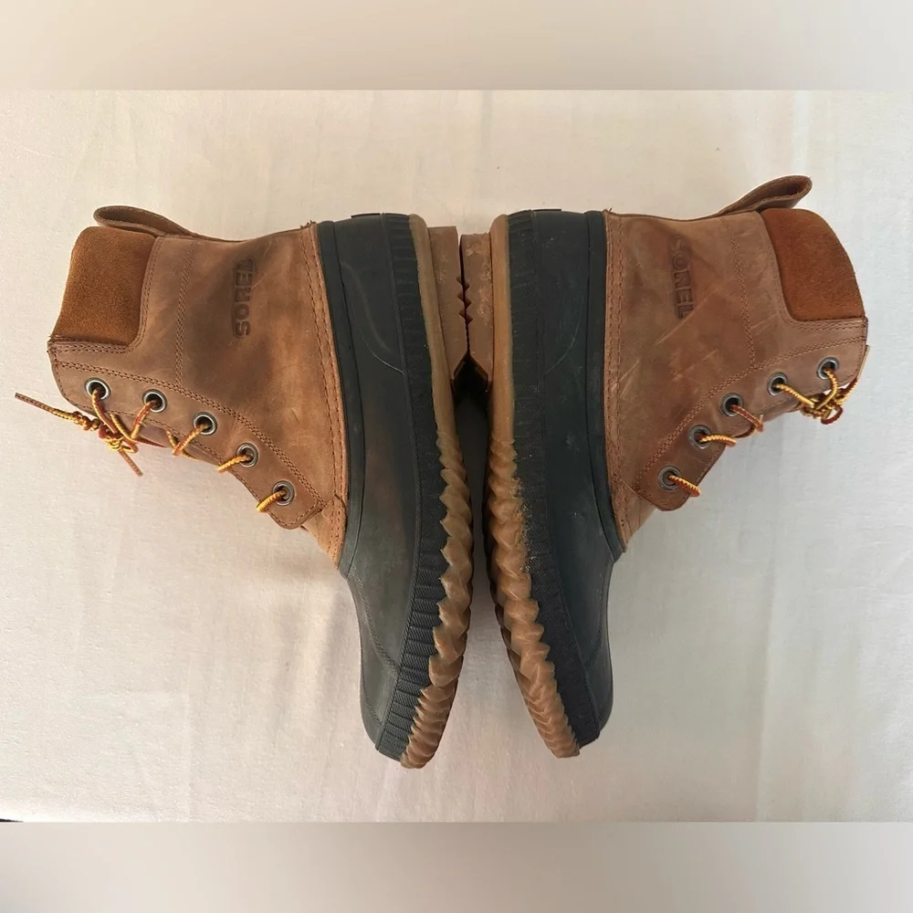 SOREL MENS CHEYANNE II LACE DUCK BOOT Rain Work Boots Sz 11 Leather Rubber